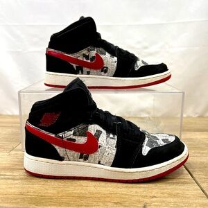 Jordan 1 Mid SE PS‎ Newspaper Air Times 2019 Size  4 Youth Womens 5.5 BQ6932-061